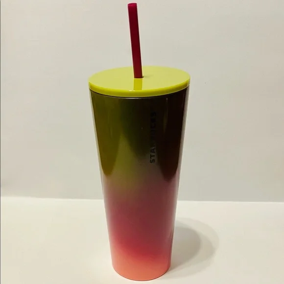 Starbucks Fall 2022 Pink Yellow Berry Gradient Stainless Venti Tumbler 24oz  New!